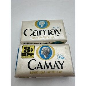 Vintage Lot of 2 Camay Beauty Bar Gentle Soap Blue 5 oz Sealed NOS